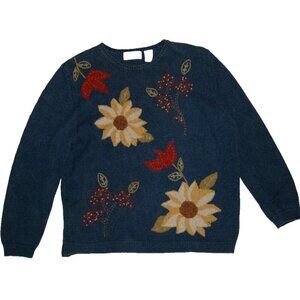 Alfred Dunner Sweater Women's 2X Floral Beaded